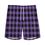 Purple And Black Buffalo Check Print Men's Sports Shorts