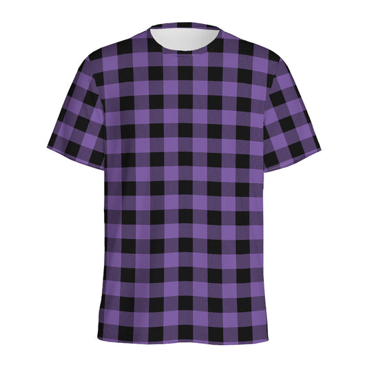 Purple And Black Buffalo Check Print Men's Sports T-Shirt