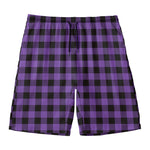 Purple And Black Buffalo Check Print Men's Swim Trunks