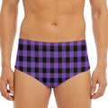 Purple And Black Buffalo Check Print Men's Triangle Swim Briefs