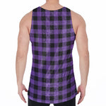 Purple And Black Buffalo Check Print Men's Velvet Tank Top