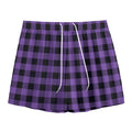 Purple And Black Buffalo Check Print Mesh Shorts