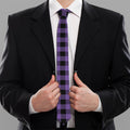 Purple And Black Buffalo Check Print Necktie