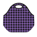 Purple And Black Buffalo Check Print Neoprene Lunch Bag