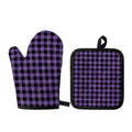 Purple And Black Buffalo Check Print Oven Mitt And Pot Holder Set