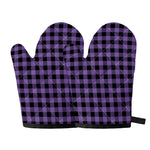 Purple And Black Buffalo Check Print Oven Mitts