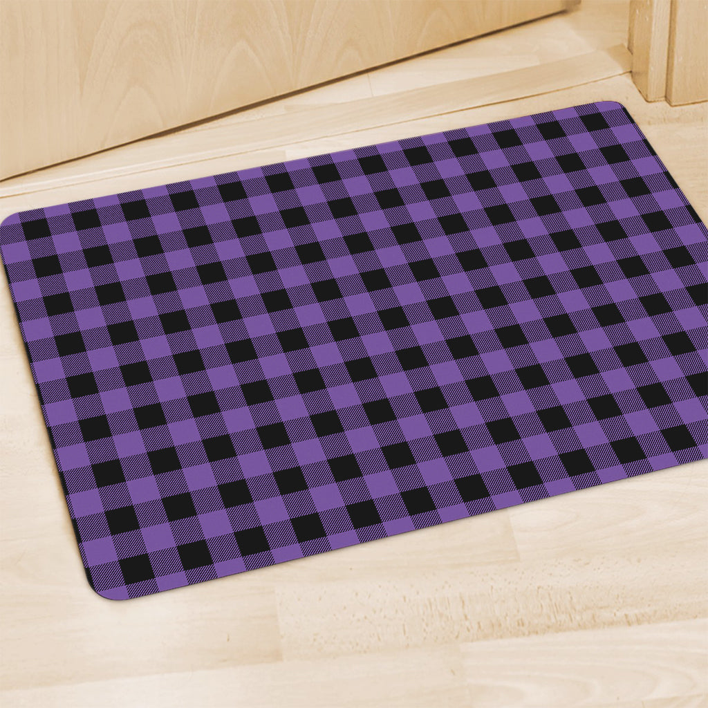 Purple And Black Buffalo Check Print Polyester Doormat