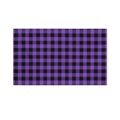 Purple And Black Buffalo Check Print Polyester Flag