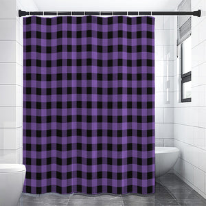 Purple And Black Buffalo Check Print Premium Shower Curtain