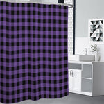 Purple And Black Buffalo Check Print Premium Shower Curtain