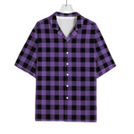 Purple And Black Buffalo Check Print Rayon Hawaiian Shirt