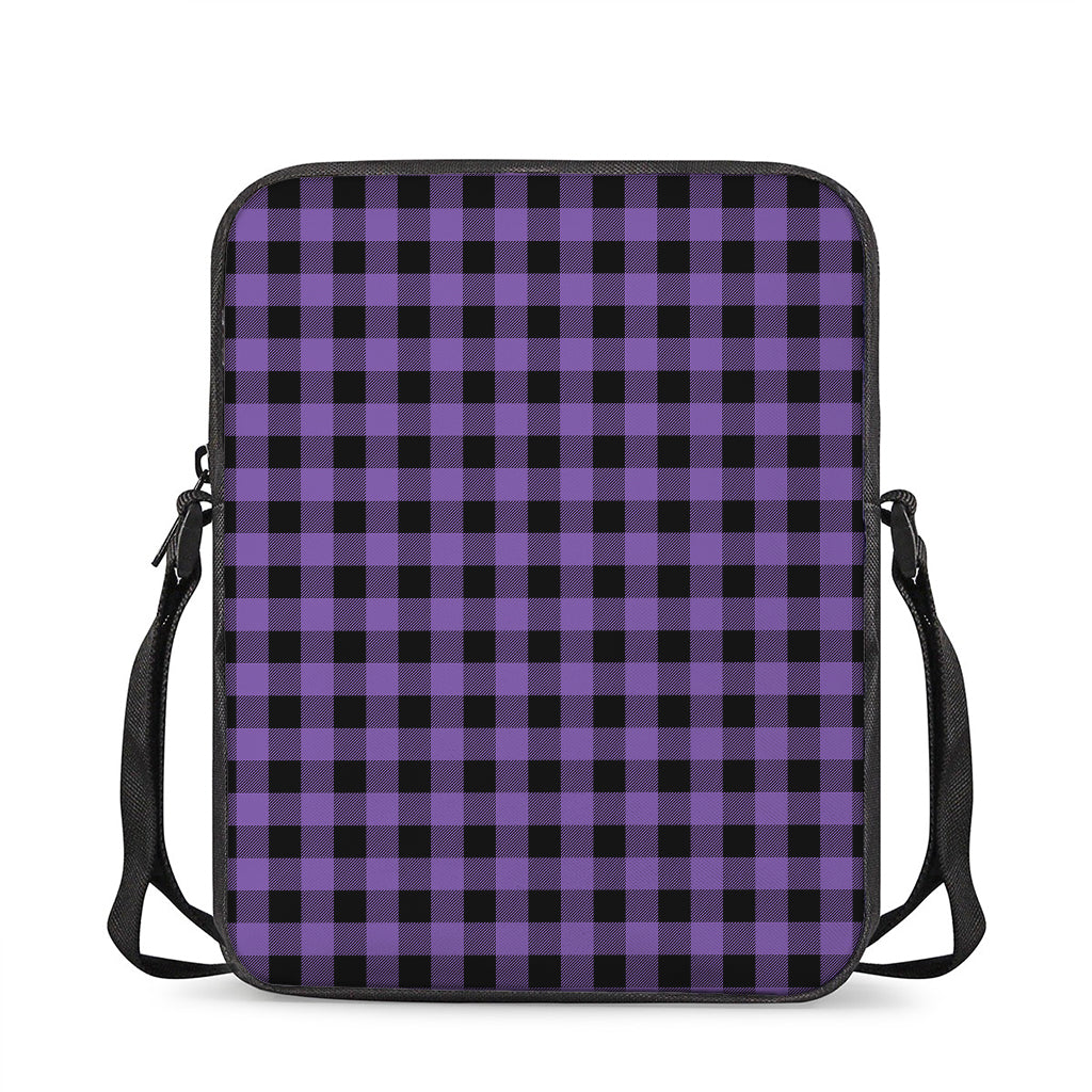 Purple And Black Buffalo Check Print Rectangular Crossbody Bag