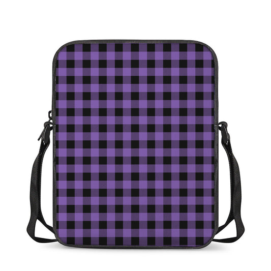 Purple And Black Buffalo Check Print Rectangular Crossbody Bag