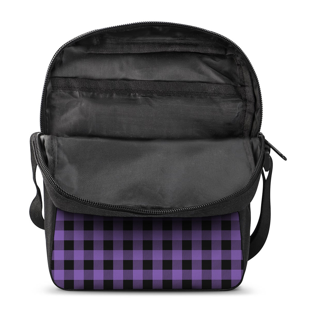 Purple And Black Buffalo Check Print Rectangular Crossbody Bag