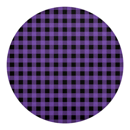 Purple And Black Buffalo Check Print Round Blanket