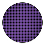Purple And Black Buffalo Check Print Round Floor Mat
