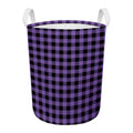 Purple And Black Buffalo Check Print Round Laundry Basket