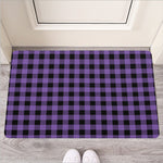 Purple And Black Buffalo Check Print Rubber Doormat