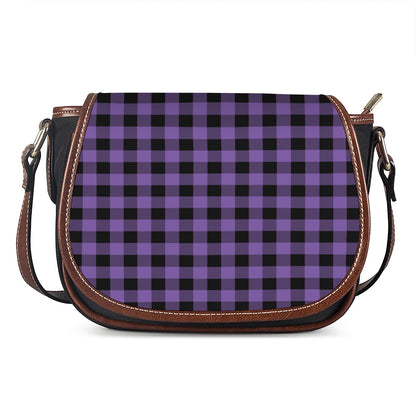 Purple And Black Buffalo Check Print Saddle Bag