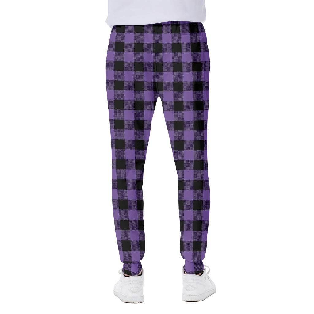 Purple And Black Buffalo Check Print Scuba Joggers