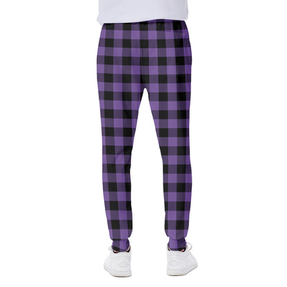 Purple And Black Buffalo Check Print Scuba Joggers