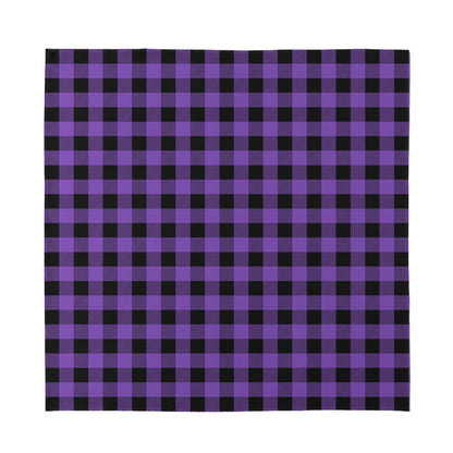 Purple And Black Buffalo Check Print Silk Bandana