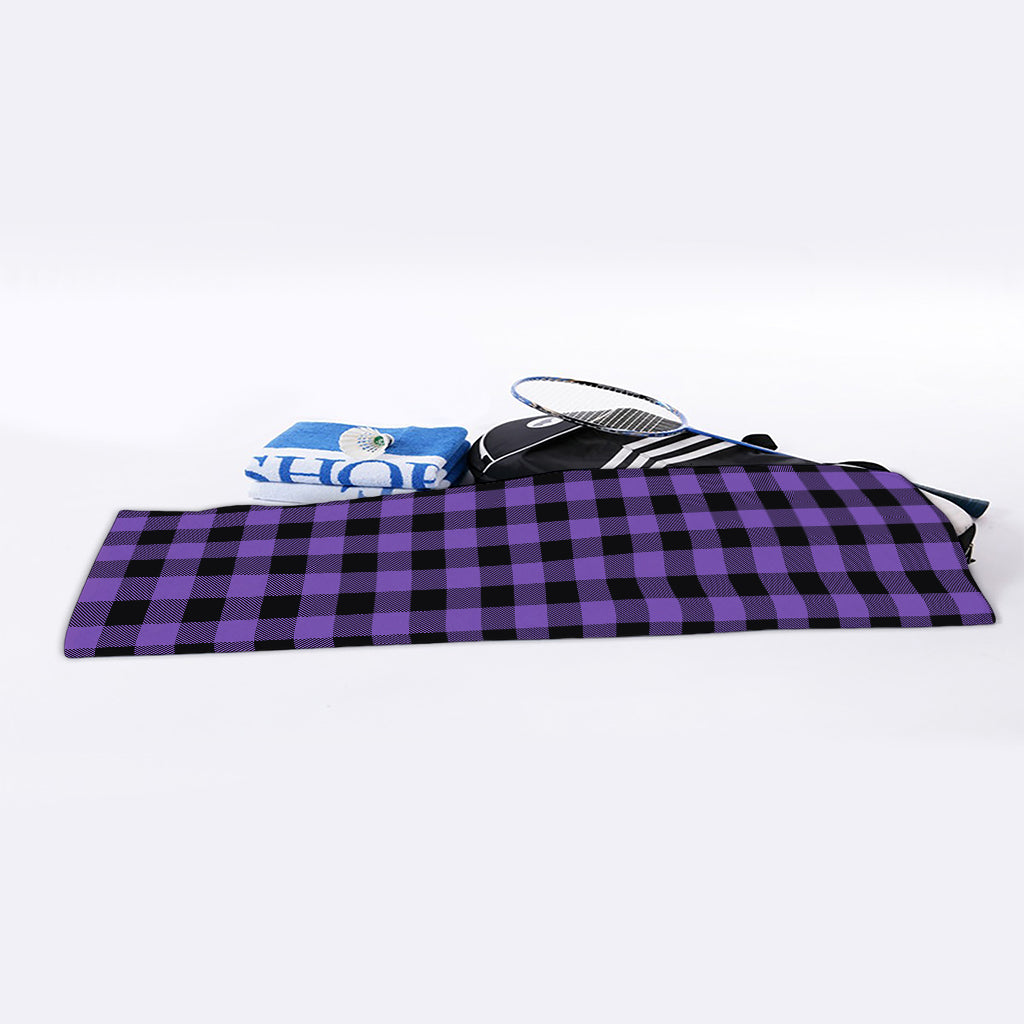 Purple And Black Buffalo Check Print Sports Towel