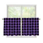 Purple And Black Buffalo Check Print Tier Curtains