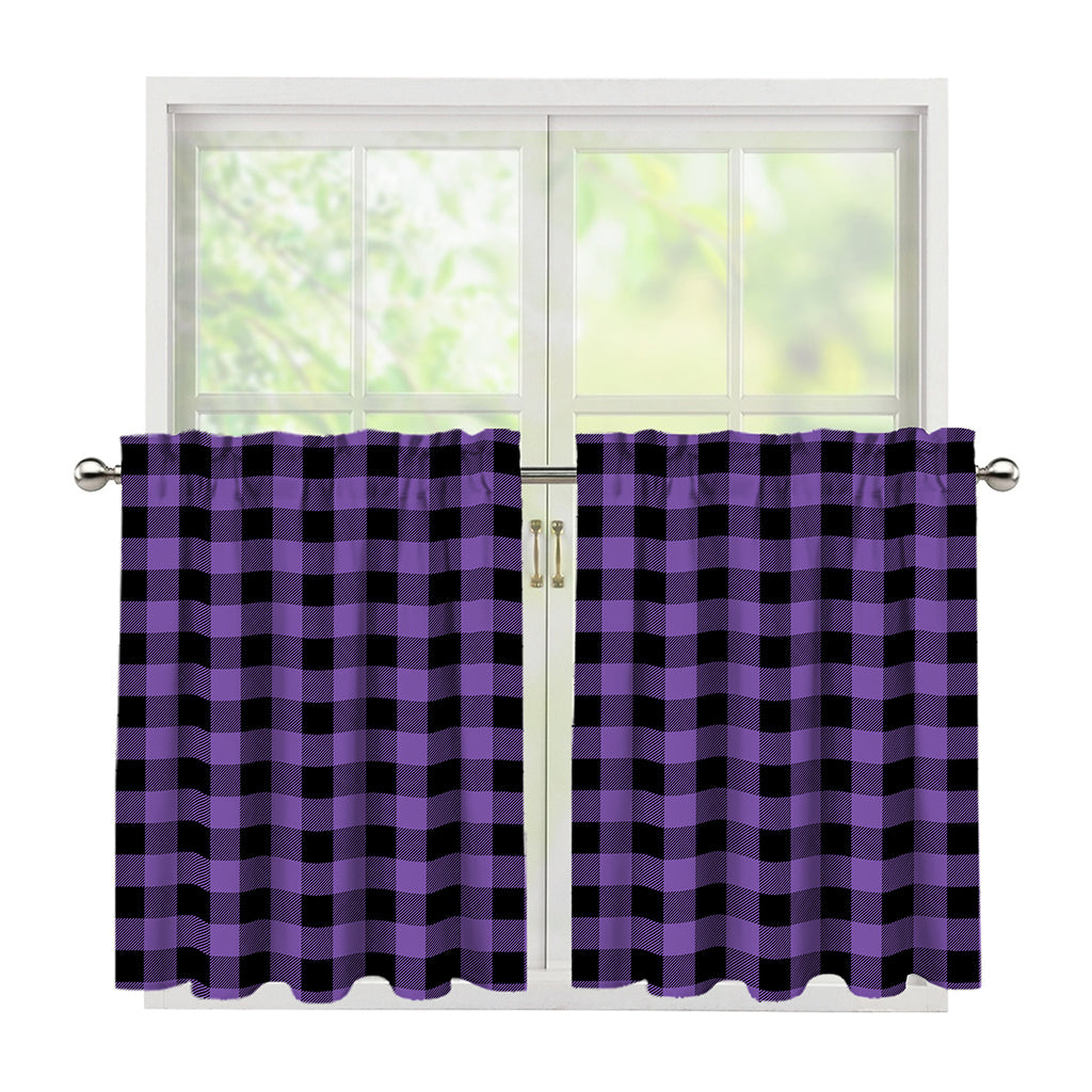 Purple And Black Buffalo Check Print Tier Curtains