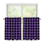 Purple And Black Buffalo Check Print Tier Curtains