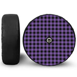 Purple And Black Buffalo Check Print Tire Cover With Camera Hole