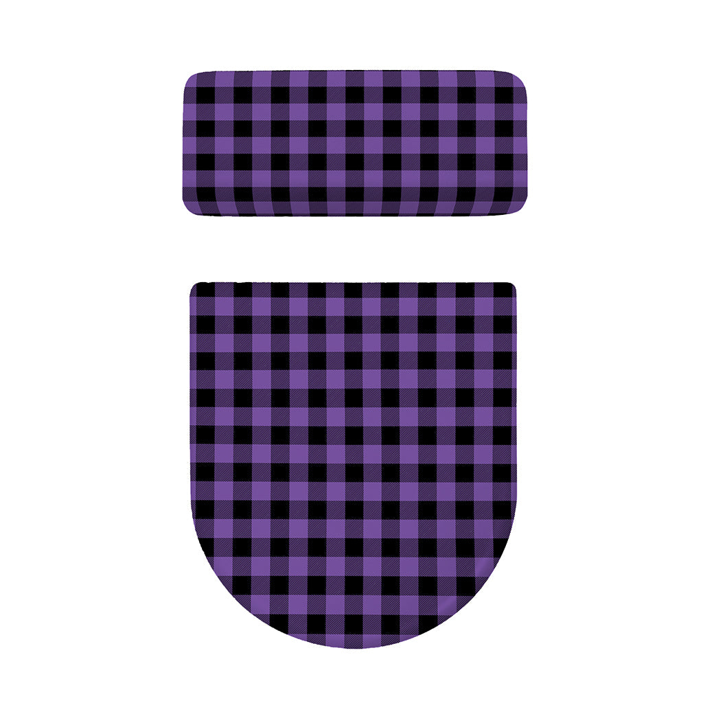 Purple And Black Buffalo Check Print Toilet Lid And Tank Cover Set