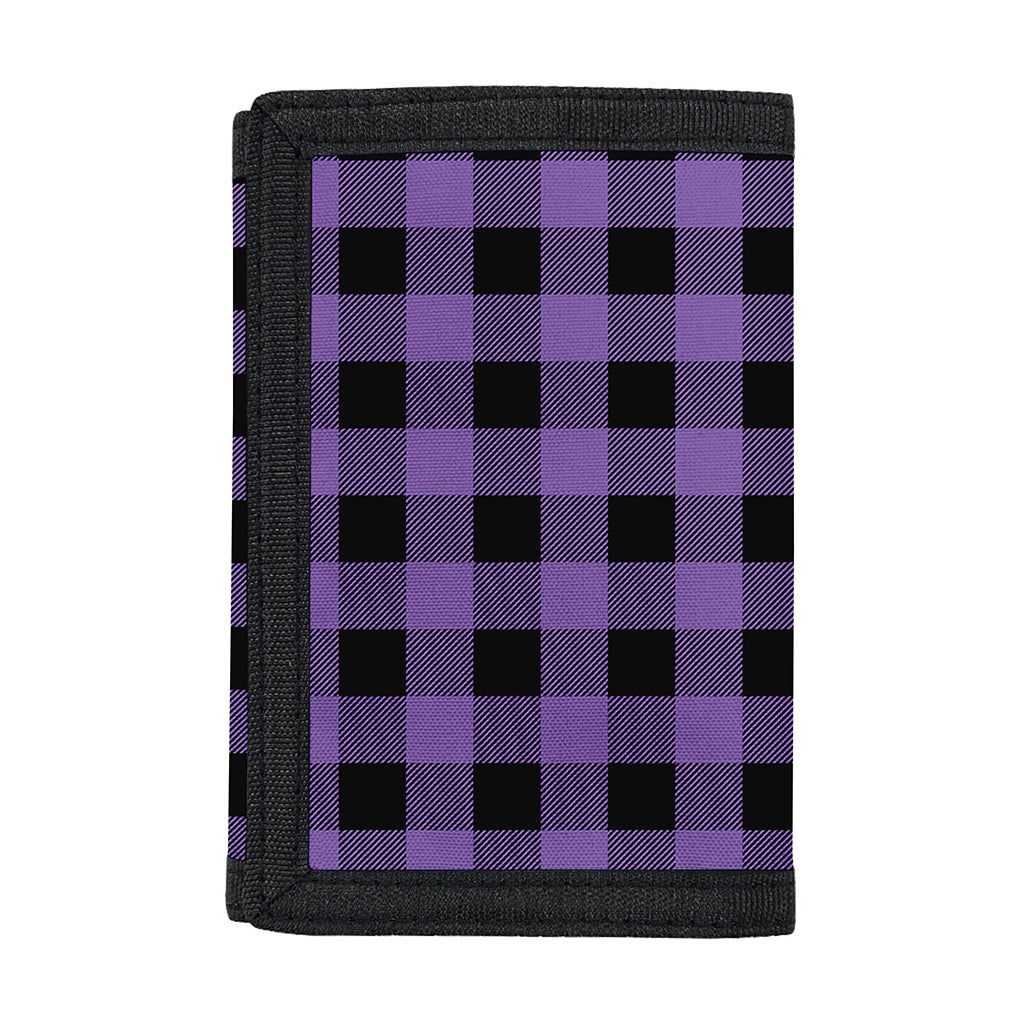 Purple And Black Buffalo Check Print Trifold Wallet