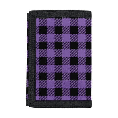 Purple And Black Buffalo Check Print Trifold Wallet
