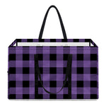 Purple And Black Buffalo Check Print Utility Tote Bag