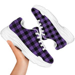 Purple And Black Buffalo Check Print White Chunky Shoes