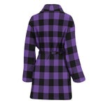 Purple And Black Buffalo Check Print Women's Bathrobe