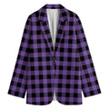 Purple And Black Buffalo Check Print Women's Blazer