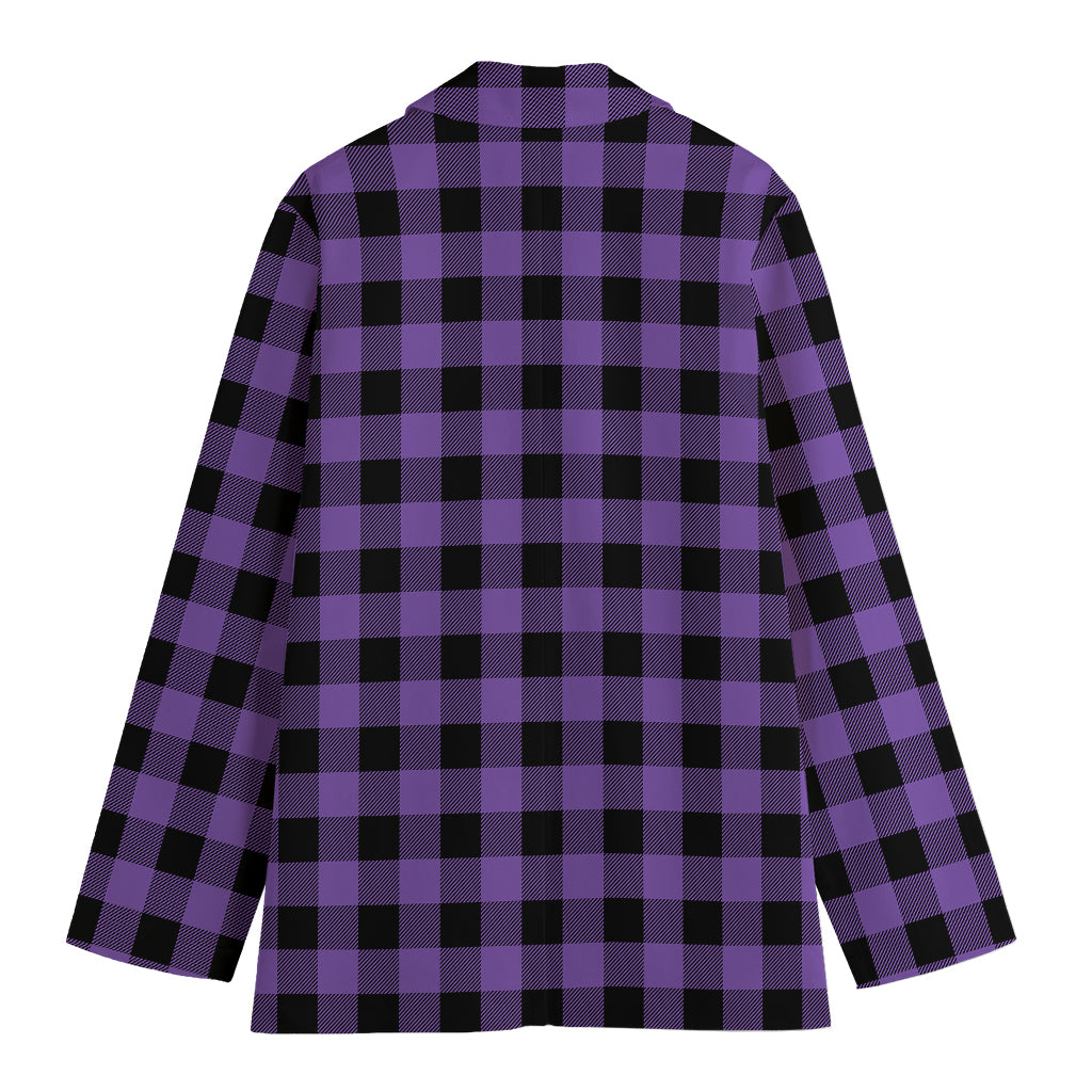 Purple And Black Buffalo Check Print Women's Blazer