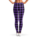 Purple And Black Buffalo Check Print Women's Leggings