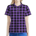 Purple And Black Buffalo Check Print Women's Polo Shirt