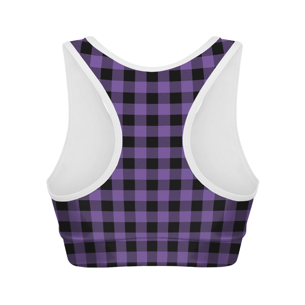Purple And Black Buffalo Check Print Women's Sports Bra
