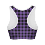 Purple And Black Buffalo Check Print Women's Sports Bra