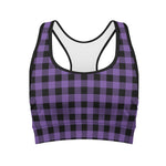 Purple And Black Buffalo Check Print Women's Sports Bra