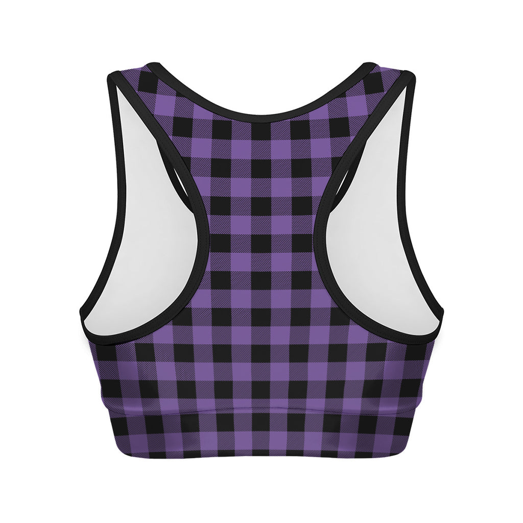 Purple And Black Buffalo Check Print Women's Sports Bra