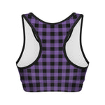 Purple And Black Buffalo Check Print Women's Sports Bra