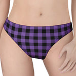 Purple And Black Buffalo Check Print Women's Thong