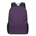 Purple And Black Checkered Pattern Print 17 Inch Backpack