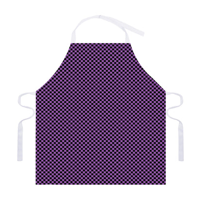 Purple And Black Checkered Pattern Print Adjustable Apron