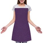 Purple And Black Checkered Pattern Print Adjustable Apron